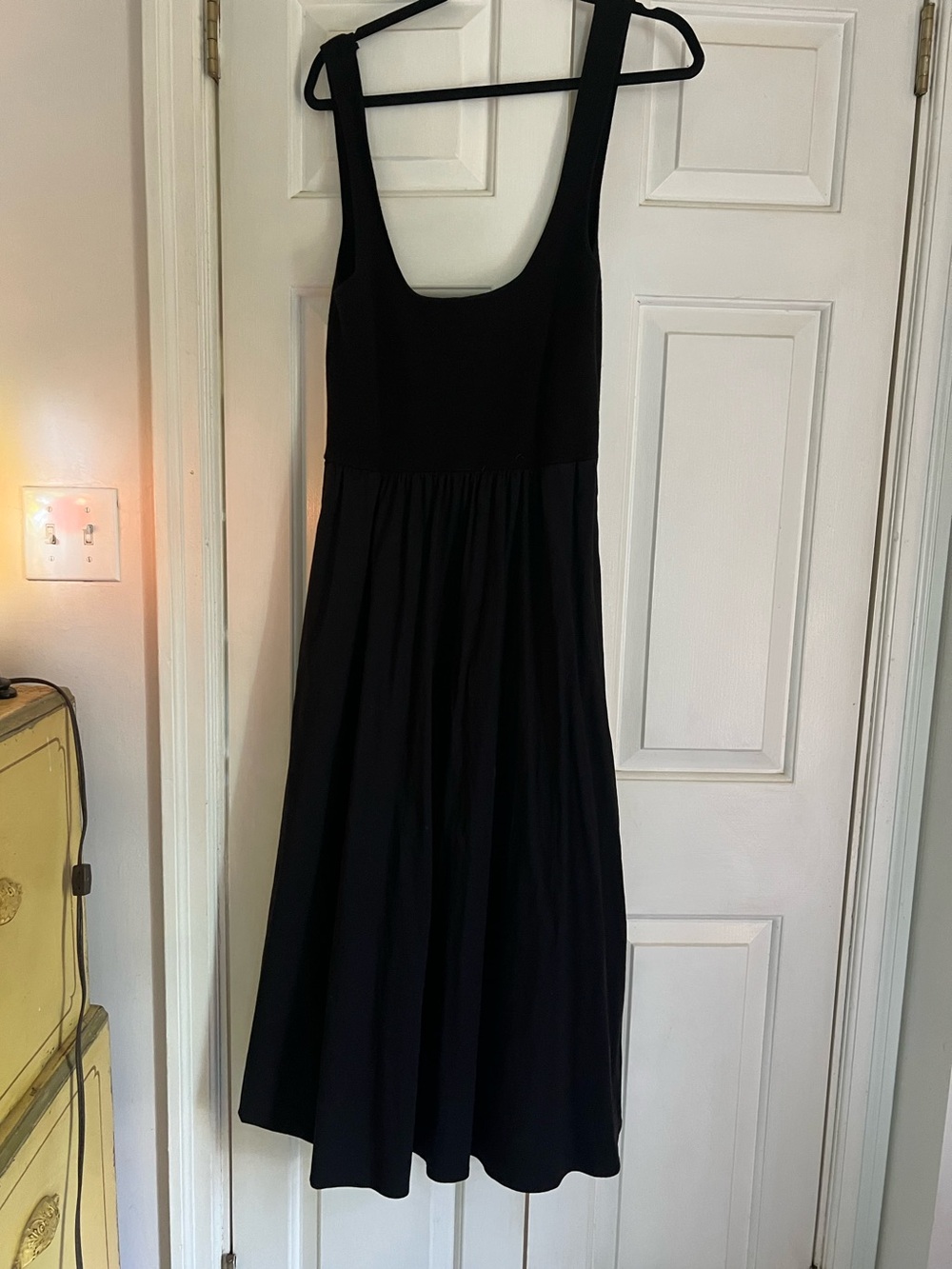 Large Classic Black Scoop Neck Midi Dress